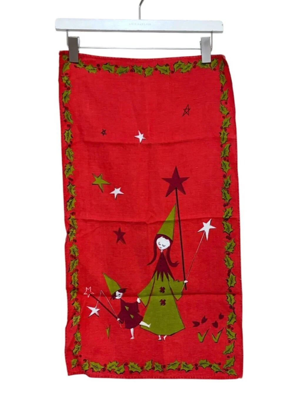 VTG Scandinavian Christmas Wall Decor Placemats Tea Towels 2 Elves Stars MCM